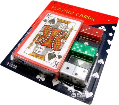 Карты игральные покерные с пластиковым покрытием Duke 54 листа 87х62 мм + игральные кубики 6 шт (DN19142)