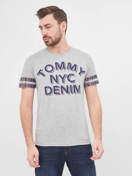 Футболка хлопковая длинная мужская Tommy Hilfiger 10310 S (44) Серая