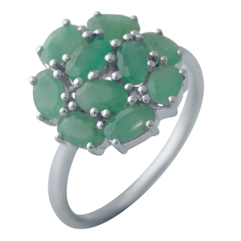 Серебряное кольцо с натуральным изумрудом 2ct, вес изделия 2,79 гр (1988206)