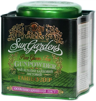 Чай зеленый рассыпной Sun Gardens Gunpowder 250 г жестяная банка (4820082704872)