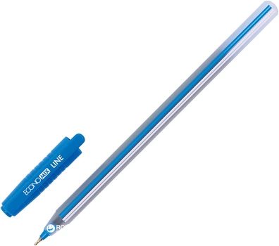 Набор масляных ручек Economix Line 0.7 мм Синий 50 шт Бело-синий корпус (E10196-02)