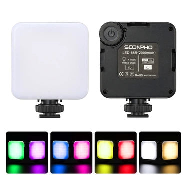 Накамерный LED осветитель Soonpho RGB 68R с аккумулятором 2000 mAh, черный