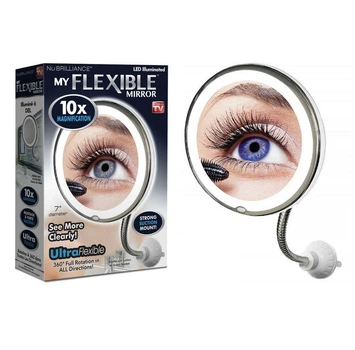 Зеркало для макияжа с подсветкой Flexible My Flexible Mirror X10 на гибкой ножке Белое