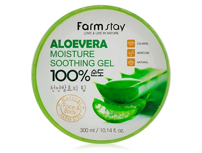 Багатофункціональний гель для обличчя та тіла з екстрактом алое FarmStay Moisture Soothing Gel Aloevera 100%, 300мл (8809809800260)