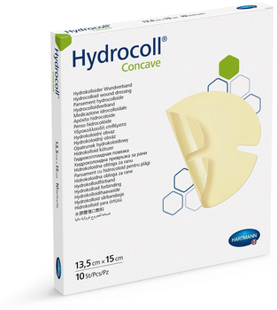 Гидроколоидная пов'язка на область ліктів і п'ят Hydrocoll Concave / Гидрокол Конкейв 13,5 х 15 см, 1 шт