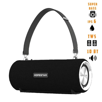 Портативна бездротова Bluetooth колонка Hopestar Hopestar H39 10Вт Black з вологозахистом IPX6, функцією зарядки пристроїв і радіо (H39B)