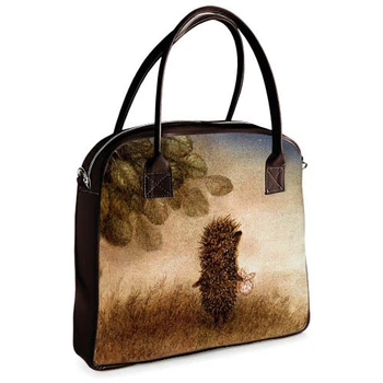 Сумка женская большая Oxford Ежик в тумане, коричневый кожзам 32x30x9 см