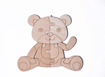 Деревянный 2D Пазл набор для творчества (раскраска) Wood Trick Медведь