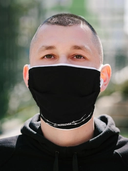 Захисна маска на обличчя 5шт багаторазова з принтом V3 чорна