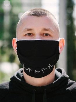 Захисна маска на обличчя багаторазова з принтом V4 чорна