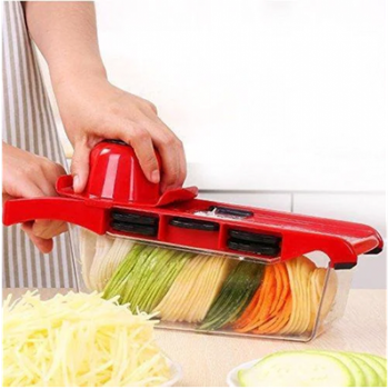 Мультислайсер Овочерізка для овочів і фруктів Mandoline Slicer 6 in 1 c контейнером Червоний