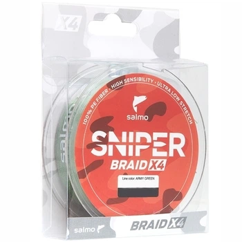 Лісочка плетена Salmo Sniper BRAID X4 Army Green 120м 0.232мм
