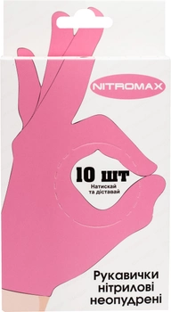Одноразові рукавиці Nitromax нітрильні без пудри Розмір L 10 шт. Рожеві (9869201152076)