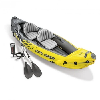 Байдарка Intex 68307 Explorer K2 с веслами и насосом 312 х 91 см двухместная надувная каяк