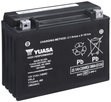 Мото аккумулятор Yuasa 12V 22.1Ah High Performance MF VRLA Battery YTX24HL-BS (сухозаряжений) (YTX24HL-BS)