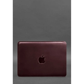 Кожаный чехол для MacBook 13 дюймов из натуральной кожи Crazy Horse защитный бордовый 58566