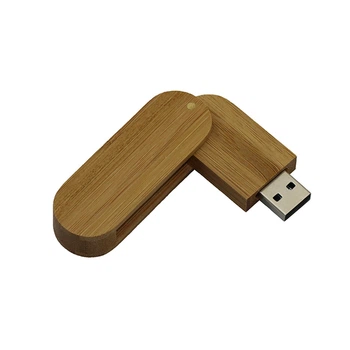 USB флешка Shandian овальная выкидная деревянная, сосна 16GB