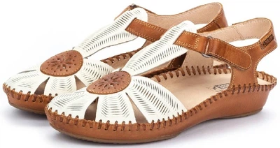Сандалии Pikolinos 655-0575 NATA BRANDY 41р белые с коричневым (2950770368733)