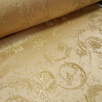 Ткань портьерная Sona Textiles ш. 150 см золотая с жаккардовым вензелем пог.м. (834)