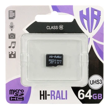 Карта пам'яті MicroSDHC 64Gb HI-RALI Class 10 UHS-III (card only)