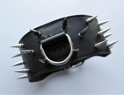 Нашийник для собаки шкіряний з шипами Lockdog, Д 30-40 см, Ш 6 см (ld070_M)