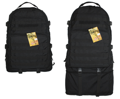 Тактический туристический супер-крепкий рюкзак трансформер 45-65 литров чёрный Кордура POLY 900 ден 5.15.b с поясным ремнем