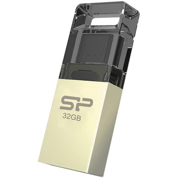 Флеш-накопичувач SiliconPower USB 2.0 Mobile X10 MicroUSB OTG 32Gb Champague metal (SP032GBUF2X10V1C)