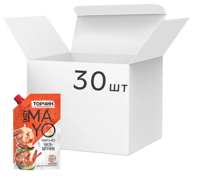 Упаковка майонезу Торчин Tasty Mayo Чилі-Шрирача 200 мл х 30 шт. (7613039760475)