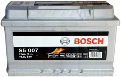 Автомобільний акумулятор Bosch 74Ah Єв (-/+) S5007 (750EN) (0 092 S50 070)