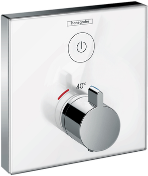 Наружная часть смесителя термостата HANSGROHE ShowerSelect стекло хром /белый 15737400 1 потребитель