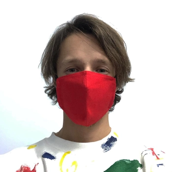 Захисна Bow Tie House маска для обличчя яскраво-червона з льону в два шари 19016