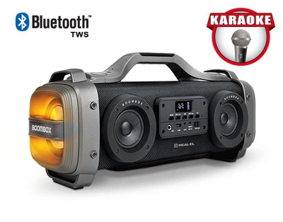Колонка REAL-EL X-770 Black (bluetooth, подсветка, караоке)