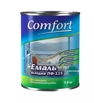 Алкидная эмаль краска Comfort (PolyColor) ПФ 115 изумрудная 0.9 кг