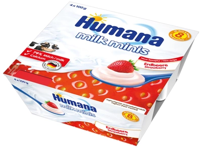 Продукт кисломолочный Humana milk minis Erdbeere с клубникой, с 8 месяцев, 4х100 г (4031244784421)