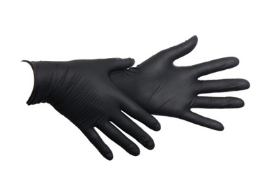 Одноразові рукавички нітрилові Медіком 100 шт в упаковці Розмір S Чорні. Щільнсть 3,3 г.