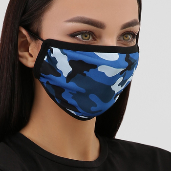 Многоразовая защитная маска синяя с принтом MSK013
