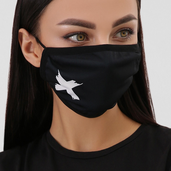 Багаторазова захисна маска з принтом чорна