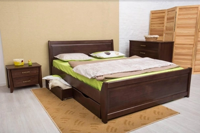 Двуспальная кровать МИКС-Мебель Сити с ящиками Филёнка 140*200 Тёмный орех (72258)