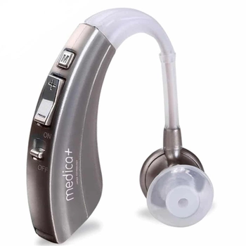 Універсальний слуховий апарат Medica-Plus sound control 9.0 (Pro) Високочутливий завушний підсилювач з дуже м'яким і природним звуком Original Сірий