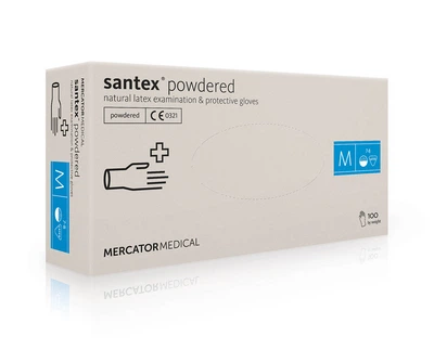 Рукавиці Mercator Medical Santex Powdered латексні нестерильні пудровані M 100 шт кремові (17201600)
