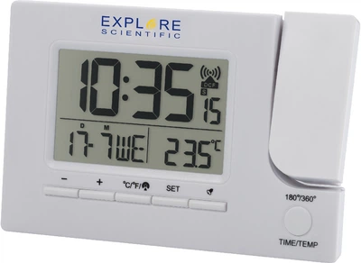 Проекционные часы с будильником Explore Scientific Slim Projection RC Dual Alarm White (RDP1003GYELC2)