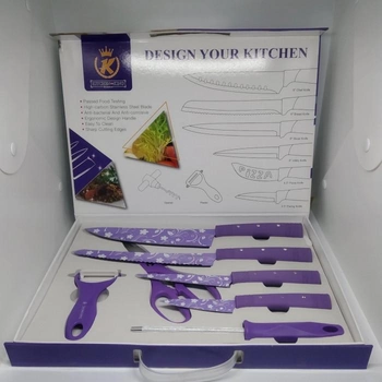 Набір кухонних Метало - керамічних ножів Kitchen King Professional KK25 Фіолетові (F00937423)