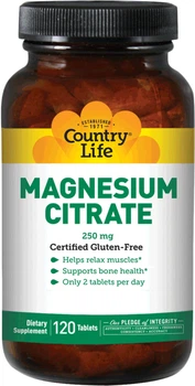 Цитрат магнію Country Life Magnesium Citrate 250 мг 120 таблеток (015794026877)