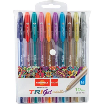 Ручка гелевая Unimax Trigel Metallic 10 цветов 1мм (UX-141)