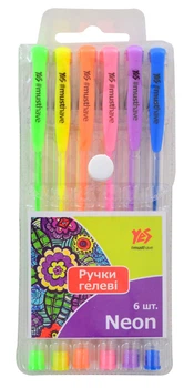 Набор ручек гелевых Yes Neon 6 цветов 0,8мм (411706)