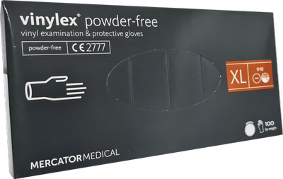 Перчатки Vinylex powder free Виниловые медицинские непудренные Размер XL 100шт Прозрачные