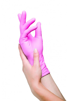 Одноразові рукавички нітрилові Медіком 100 шт в упаковці Розмір L Рожевi