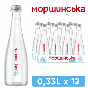 Упаковка мінеральної природної столової негазовоної води "Моршинська" Преміум 0,33 л х 12 пляшок