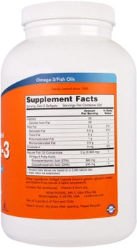 Жирные кислоты Now Foods Омега-3 1000 мг 500 желатиновых капсул (733739016539)