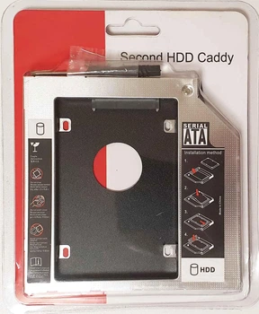 Карман-переходник 9.5 мм для установки второго жесткого диска 2.5" SSD/HDD SATA 3.0 в отсек DVD (optibay caddy)